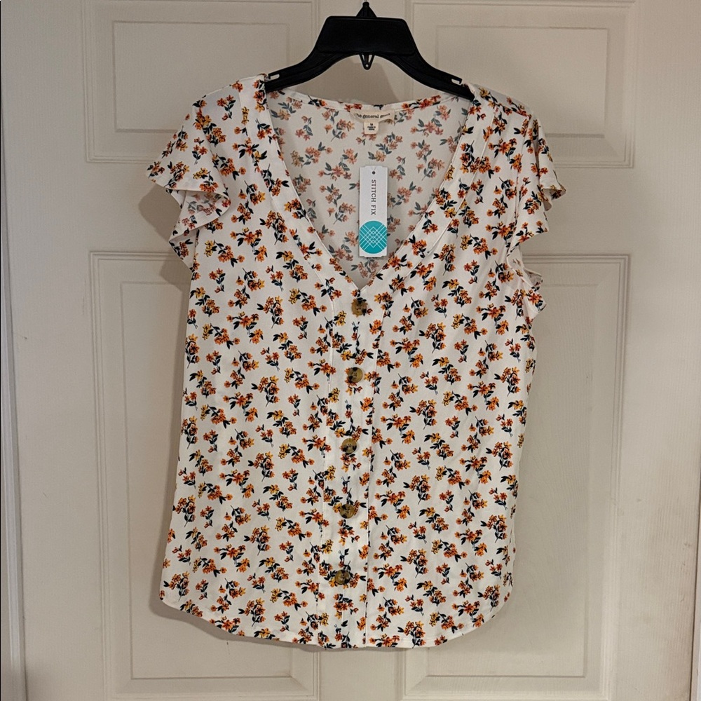 The General Good Floral Ruffle Sleeve Blouse